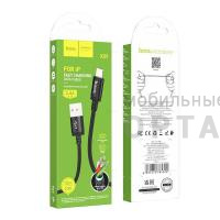 Кабель USB to Lightning HOCO X89 Wind, 1m, 2.4A,  чёрный, не упакован