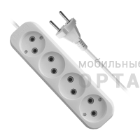 Удлинитель DEFENDER B240 4 гнезда, 3 метра, 10А/2200Вт, без заземления, ПВС 2х1,0мм, белый (1/40)